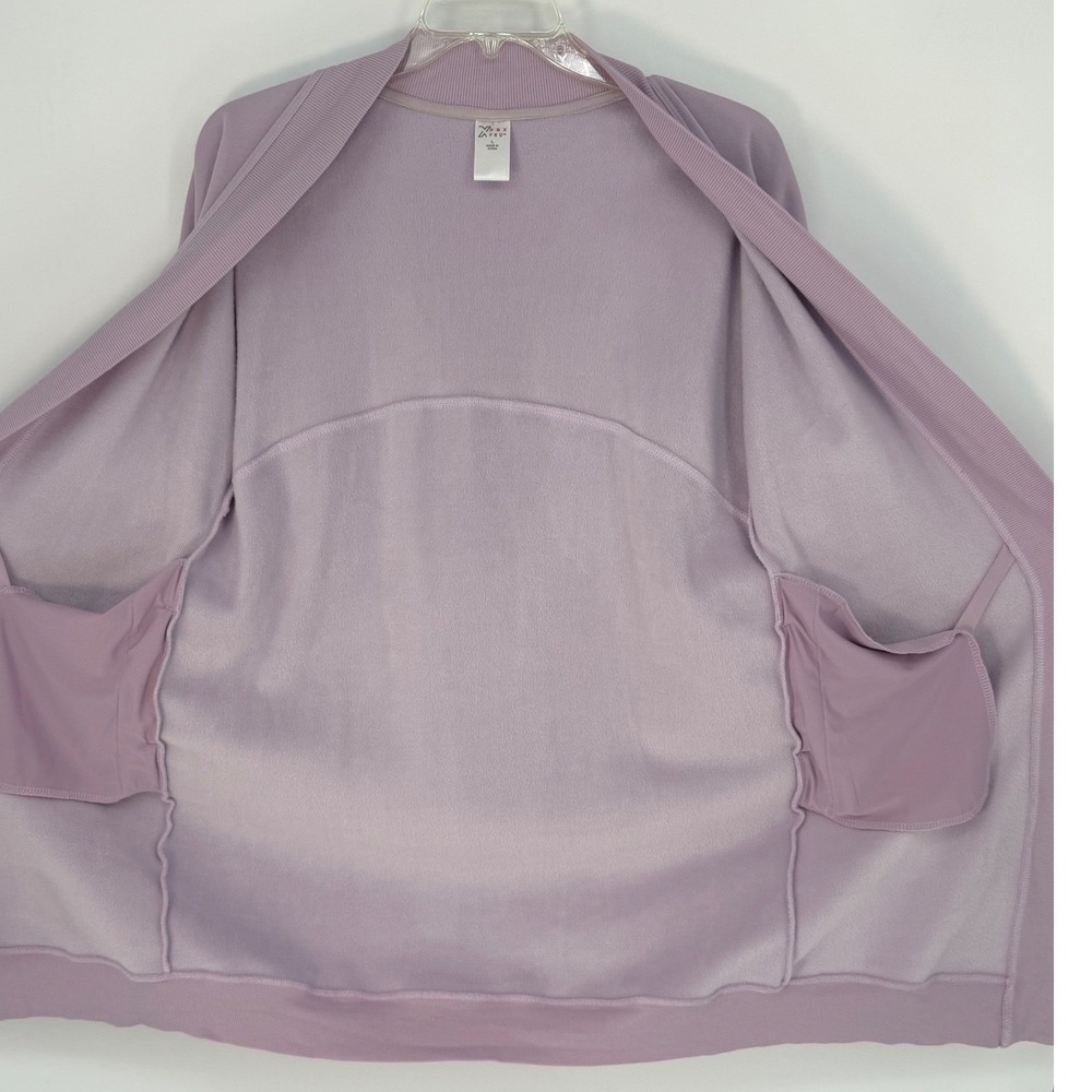 PBX Pro Lavender Fleece Lined Open Front Cardigan Pockets Purple L Chic 101-31 - Picture 10 of 10